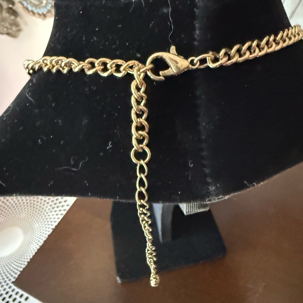 Vintage Gold Tone Art Deco Geometric Triangle Statement Necklace w/ Extender - Picture 5 of 5